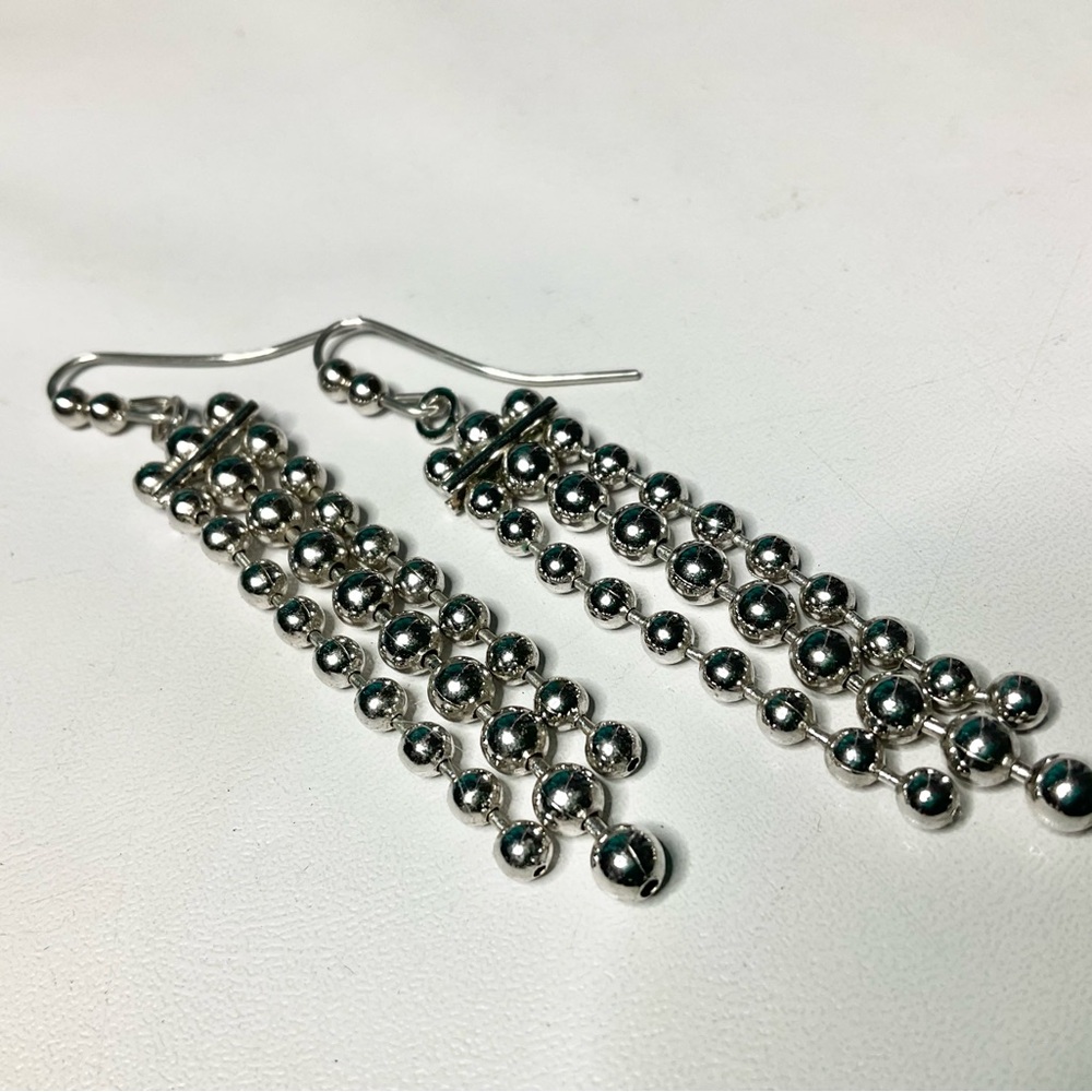 Monet Long Fringe Ball Bead Dangle Earrings